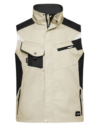 Gilet da Lavoro Strong Workwear, Regular Fit, Rinforzato Stone/Black