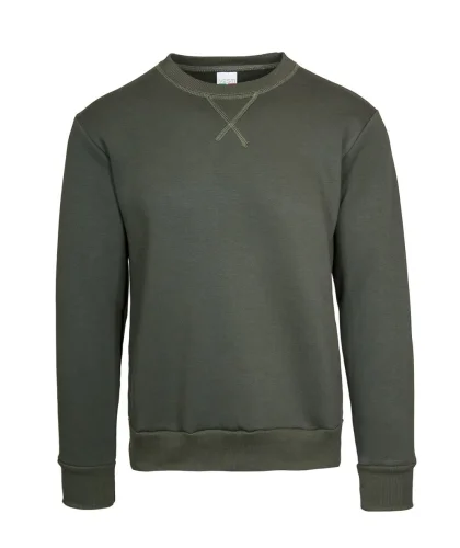 Felpa girocollo in cotone 80% regular fit, personalizzabile Verde Militare