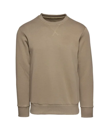 Felpa girocollo in cotone 80% regular fit, personalizzabile Tabacco