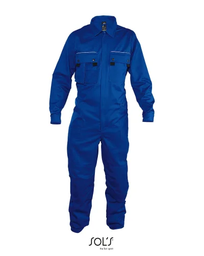 Tuta da lavoro, zip unica, 10 tasche, rifrangente Blu Bugatti