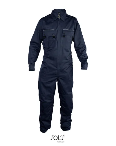 Tuta da lavoro, zip unica, 10 tasche, rifrangente Blu Navy Pro