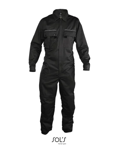 Tuta da lavoro, zip unica, 10 tasche, rifrangente Grigio Scuro