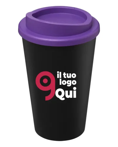 Americano Eco bicchiere 350 ml nero in PP riciclato con coperchio