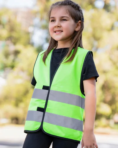Gilet alta visibilità per bambini , regolabile, poliestere