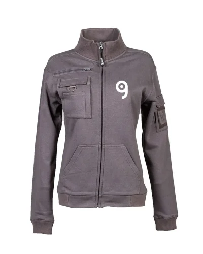 Felpa New Italy Lady donna, cotone 80%, zip lunga, tasche, regular