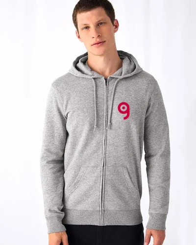 Felpa con zip e cappuccio in french terry bio