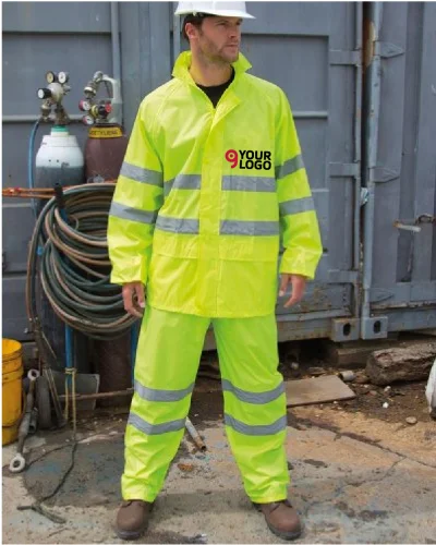 Set Antipioggia Alta Visibilità Impermeabile Uomo  Giallo
