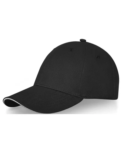 Cappellino Darton 6 pannelli cotone 100% visiera sandwich Nero