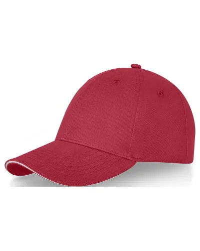 Cappellino Darton 6 pannelli cotone 100% visiera sandwich Rosso