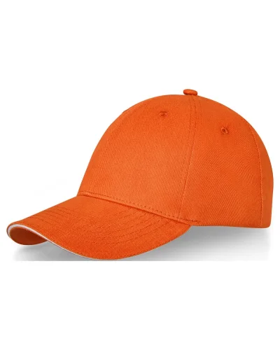 Cappellino Darton 6 pannelli cotone 100% visiera sandwich Arancio