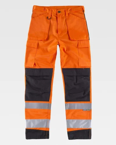 Pantalone alta visibilità WORKSAFE multitasche giallo riflettente ORANGE / BLACK