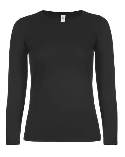 T-shirt donna Gildan E190 manica lunga cotone 185g regular fit Black