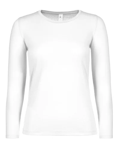 T-shirt donna Gildan E190 manica lunga cotone 185g regular fit White
