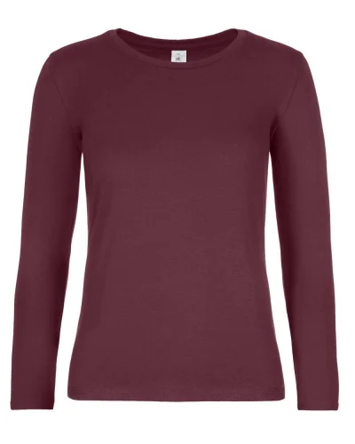 T-shirt donna Gildan E190 manica lunga cotone 185g regular fit Burgundy