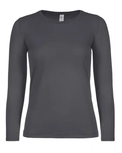 T-shirt donna Gildan E190 manica lunga cotone 185g regular fit Dark Grey