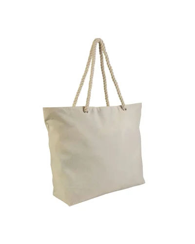Borsa mare cotone 100% con zip e manici in corda