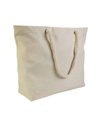 Borsa mare cotone 100% con zip e manici in corda Naturale