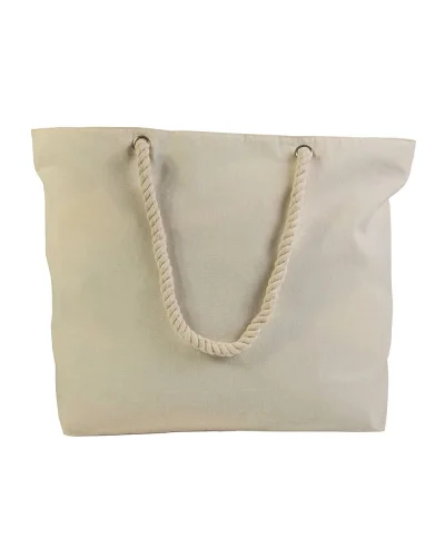 Borsa mare cotone 100% con zip e manici in corda
