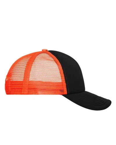 Cappellino Mesh Cap 5 pannelli, poliestere, taglia unica Black/neon-orange