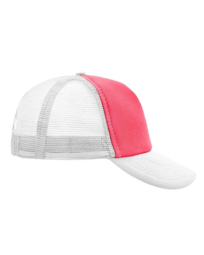 Cappellino Mesh Cap 5 pannelli, poliestere, taglia unica Neon-pink/white
