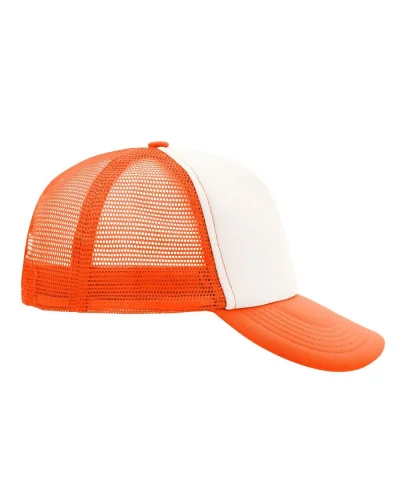 Cappellino Mesh Cap 5 pannelli, poliestere, taglia unica White/neon-orange
