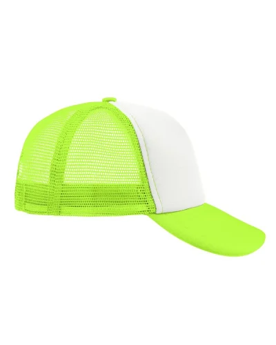 Cappellino Mesh Cap 5 pannelli, poliestere, taglia unica White/neon-yellow