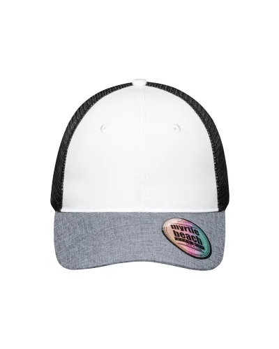 Cappellino mesh melange moderno unisex, regolabile, poliestere White/grey-melange/black