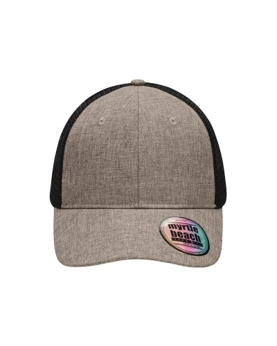 Cappellino mesh melange moderno unisex, regolabile, poliestere Brown-melange/black