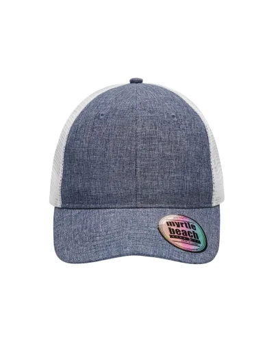 Cappellino mesh melange moderno unisex, regolabile, poliestere Navy-melange/white