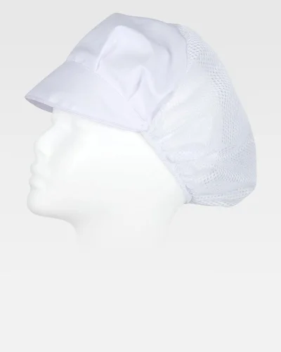 Cuffia capelli con visiera  rete blu, poliestere cotone WHITE