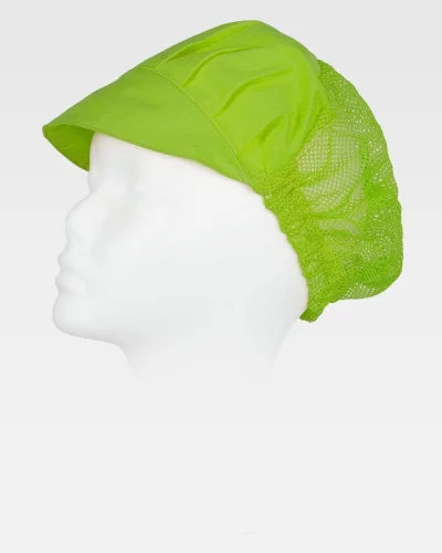 Cuffia capelli con visiera  rete blu, poliestere cotone PISTACHIO