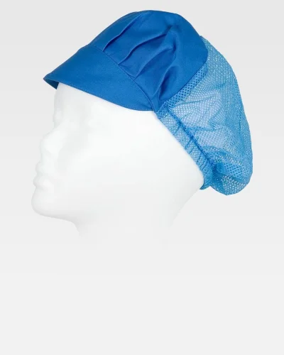 Cuffia capelli con visiera  rete blu, poliestere cotone SKY BLUE
