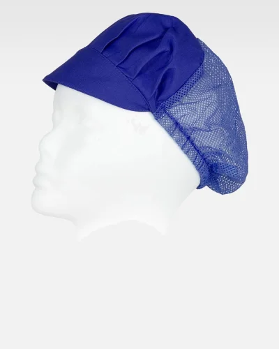 Cuffia capelli con visiera  rete blu, poliestere cotone ROYAL