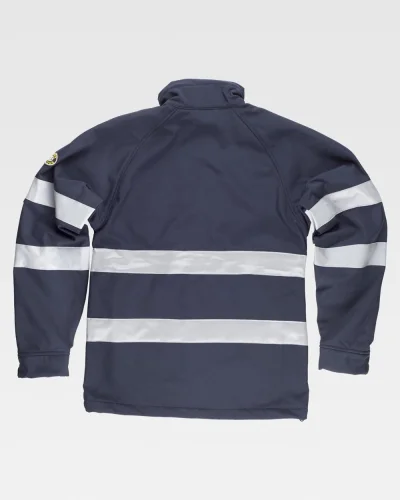 Giacca Workshell uomo, chiusura zip, riflettente, cotone