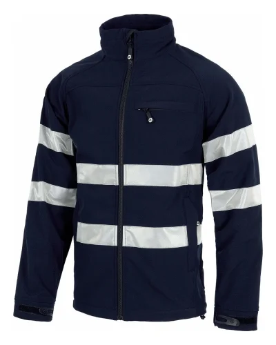 Giacca Workshell uomo, chiusura zip, riflettente, cotone