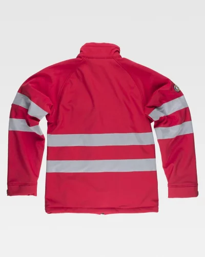 Giacca Workshell uomo, chiusura zip, riflettente, cotone