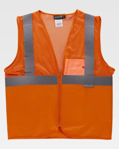 Gilet alta visibilità rete, cerniera, EN ISO 20471 CL1