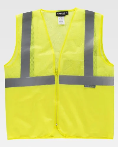 Gilet alta visibilità rete, cerniera, EN ISO 20471 CL1