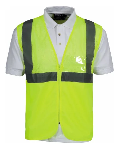 Gilet alta visibilità rete, cerniera, EN ISO 20471 CL1