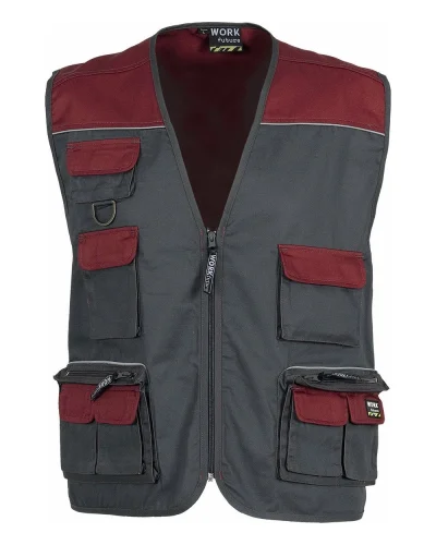 Gilet safari multitasche, imbottito, collo alto