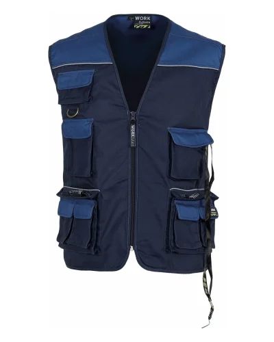 Gilet safari multitasche, imbottito, collo alto NAVY / ROYAL BLUE