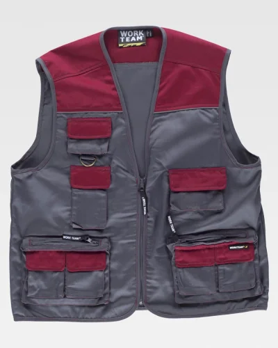 Gilet safari multitasche, imbottito, collo alto