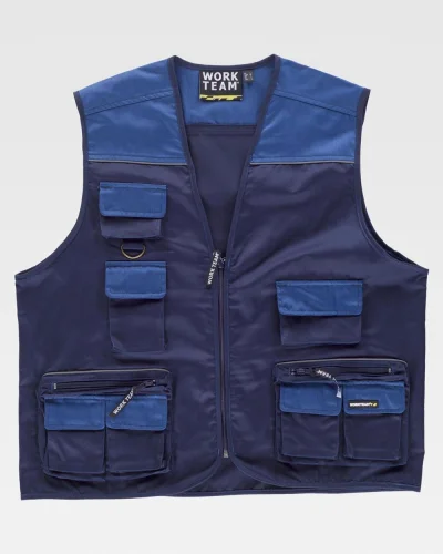 Gilet safari multitasche, imbottito, collo alto
