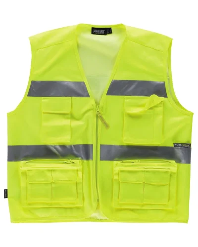 Gilet alta visibilità con multitasche riflettente zip