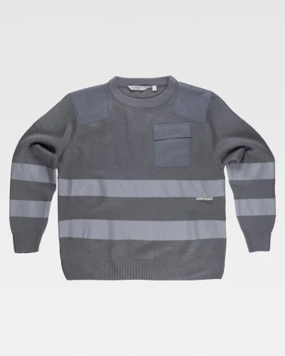 Maglione acrilico riflettente con girocollo rinforzato