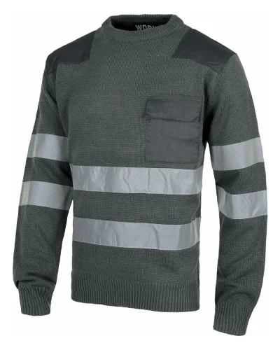 Maglione acrilico riflettente con girocollo rinforzato