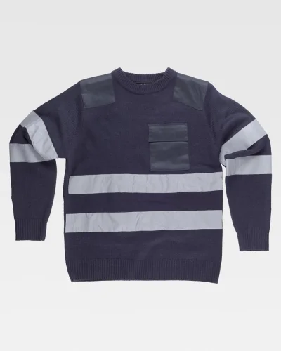 Maglione acrilico riflettente con girocollo rinforzato