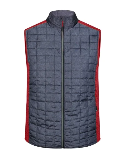 Gilet ibrido uomo , pile mlange, trapuntato, regular fit Red-melange/anthracite-melange