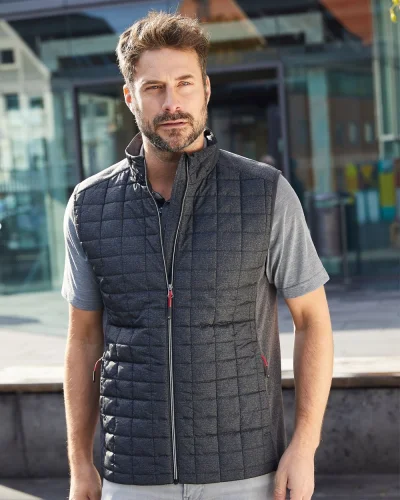 Gilet ibrido uomo , pile mlange, trapuntato, regular fit