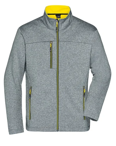 Giacca Softshell Uomo, pile interno, tasche zip Dark-melange/yellow